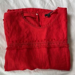 Bright red linen top